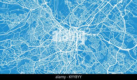 Vettore urbano mappa della città di Sheffield, Inghilterra Illustrazione Vettoriale