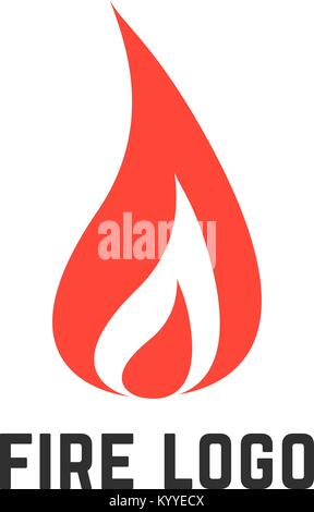 Simple red fire logo Illustrazione Vettoriale