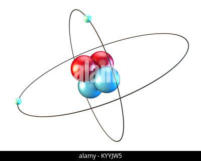 Atomo di elio che mostra una coppia di elettroni in orbita due protoni e due neutroni Foto Stock