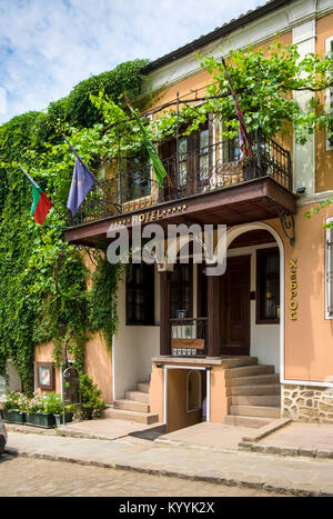 Hebros Hotel è un boutique hotel di lusso in un antico palazzo nel centro storico di Plovdiv, Bulgaria, Europa Foto Stock