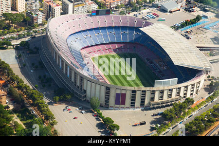 Camp Nou, il famoso stadio di calcio di Barcellona della Catalogna, Spagna Foto Stock