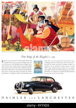 1953 British pubblicità per la Daimler e vetture Lanchester, illustrato da Eric Fraser. Foto Stock