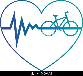 Cuore cardio con bicicletta illustrazione vettoriale design Illustrazione Vettoriale