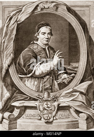 Papa Clemente XIV, 31 Ottobre 1705 - 22 settembre 1774, fu Papa dal 19 maggio 1769 fino alla sua morte Foto Stock