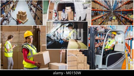 Industria di magazzino collage Foto Stock