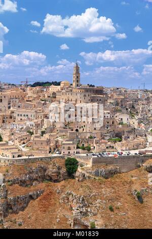 Matera, Italia. Quartieri sassi di roccia e grotta case. Foto Stock