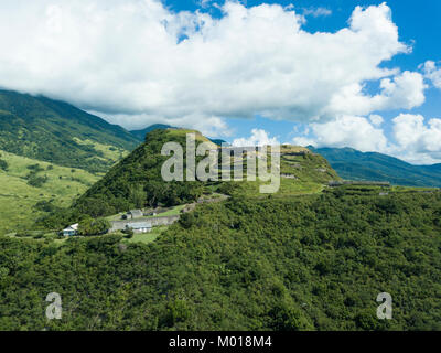 Vista aerea di Brimstone fortezza sul St Kitss nei Caraibi. Foto Stock