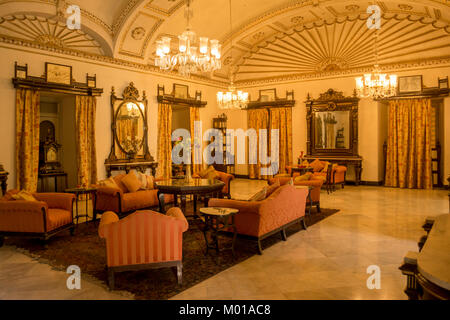 Interno del Palazzo Reale, Jai Vilas Mahal, Gwalior Madhya Pradesh India Foto Stock