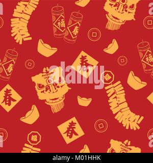 Un vettore illustrazione del nuovo anno cinese sfondo Seamless sfondo Pattern Illustrazione Vettoriale