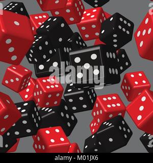 Rosso Nero dice Pattern senza giunture Illustrazione Vettoriale