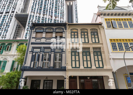 Singapore - esterno del vecchio xix secolo edificio residenziale Foto Stock