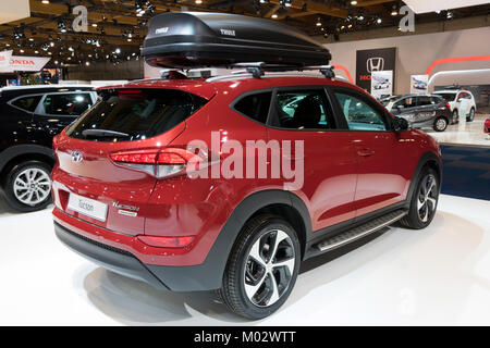 Bruxelles - Jan 10, 2018: Hyundai Tucson crossover compatto Auto SUV presentati presso il Bruxelles Motor Show. Foto Stock