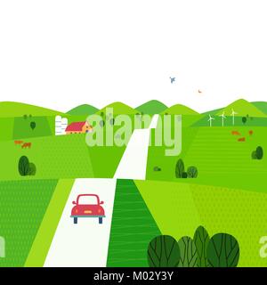 Valle Verde paesaggio Illustrazione Vettoriale