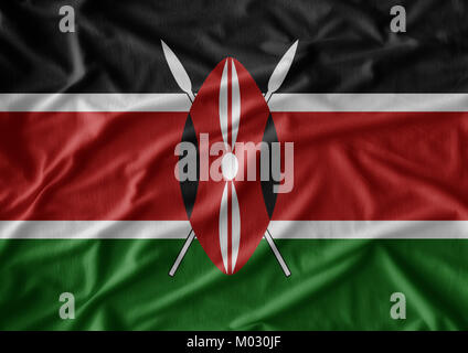 Kenya bandiera modello sulla struttura del tessuto Foto Stock