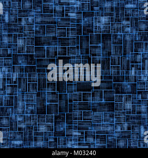 Il rendering 3D Blu Sfondo piastrelle con disegno astratto Foto Stock