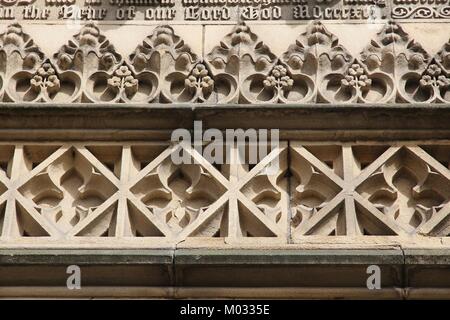 Manchester - città nel Nord Ovest Inghilterra (UK). Cattedrale Anglicana caratteristica architetturale. Foto Stock