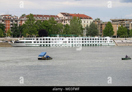 Cruiser nave sul Danubio a Novi Sad Serbia Foto Stock