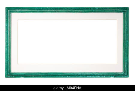 Empty picture frame, distressed macchiettato di verde finitura di vernice con montatura Foto Stock