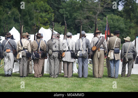 Esercito confederato encampment, rievocazione storica a Spetchley park Foto Stock