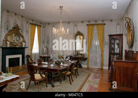 La sala da pranzo nella prima casa bianca della Confederazione, Montgomery, Alabama Foto Stock