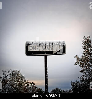 Il Woodlands TX USA - 8 Dicembre 2017 - Un modo segno di neve in Sud TX sono stati non neve. Foto Stock