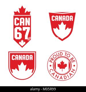 Una raccolta di quattro diverse creste canadese in formato vettoriale. Illustrazione Vettoriale