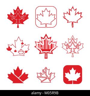 Una serie di custom maple leaf le icone in formato vettoriale. In totale ci sono nove unici simboli canadesi in questo progetto. Illustrazione Vettoriale