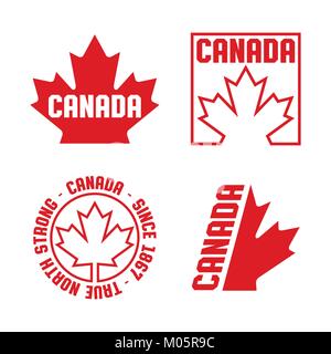 Una collezione di creste canadese e badge in formato vettoriale. Illustrazione Vettoriale