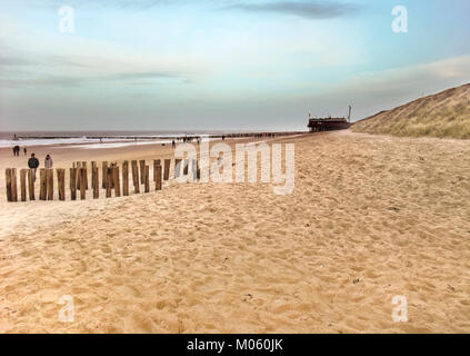 Costiera paesaggio spiaggia sul Mare del Nord vicino a Domburg in Walcheren in provincia olandese dello Zeeland Foto Stock