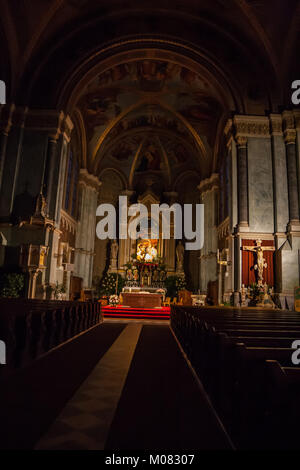 Il centro storico di Brunico, Brunico, Bolzano, Trentino Alto Adige, Italia Foto Stock