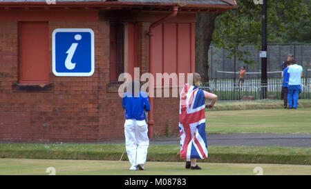 Glasgow Rangers ordine arancione celebrazione bandiera in kelvingrove Glasgow nazionalismo britannico union jack flag celebrazione Foto Stock