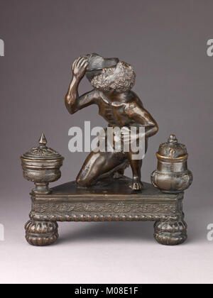 Inkwell in forma di Atlas tenendo un globo incontrato1399-1 SLP Foto Stock