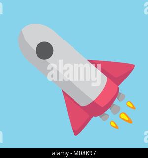 Piatto icona vettore progettazione di un razzo spaziale Illustrazione Vettoriale