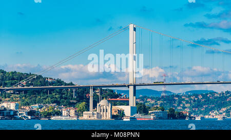 Istanbul sul Bosforo e di vista sul ponte. Bosforo ponte di collegamento tra Europa e Asia in Istanbul Foto Stock