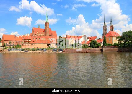 Wroclaw, Polonia - architettura della città. Ostrow Tumski - la parte più antica della città. Foto Stock