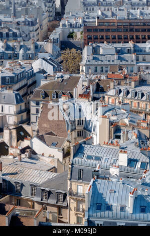 Tetti di Parigi fotografata dalla torre della cattedrale di Notre Dame. Questa immagine è tonica. Foto Stock