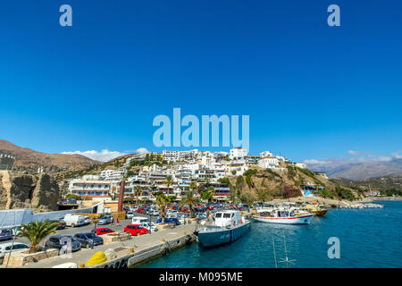 Fischerboote im Hafen von Agia Galini, Kreta, Griechenland, Europa, Agia Galini, Europa, Kreta, Griechenland, GR, Reise, Tourismus, Reiseziel, Sightse Foto Stock