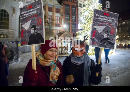 Gdansk, Polonia. Xix gen, 2018. La protesta contro la caccia polacco legge cambiamenti in Gdansk, Polonia. Il 19 gennaio 2018 Credit: Wojciech Strozyk/Alamy Live News Foto Stock