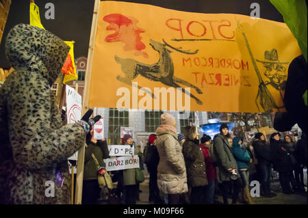 Gdansk, Polonia. Xix gen, 2018. La protesta contro la caccia polacco legge cambiamenti in Gdansk, Polonia. Il 19 gennaio 2018 Credit: Wojciech Strozyk/Alamy Live News Foto Stock