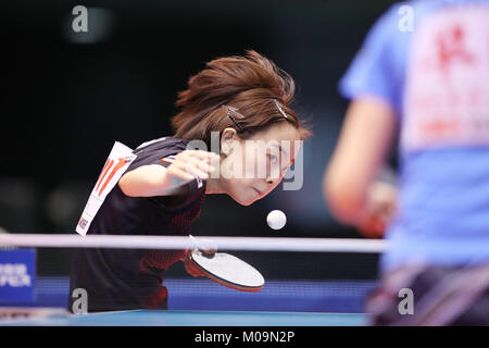 Tokyo Metropolitan Gymnasium, Tokyo, Giappone. Xix gen, 2018. Kasumi Ishikawa, gennaio 19, 2018 - Tennis da tavolo : tutto il Giappone Ping Pong Campionati donne singoli sesto round a Tokyo Metropolitan Gymnasium, Tokyo, Giappone. Credito: AFLO SPORT/Alamy Live News Foto Stock