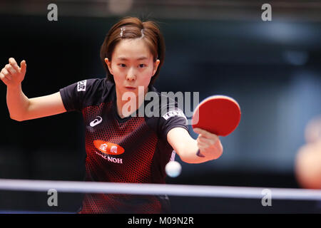 Tokyo Metropolitan Gymnasium, Tokyo, Giappone. Xix gen, 2018. Kasumi Ishikawa, gennaio 19, 2018 - Tennis da tavolo : tutto il Giappone Ping Pong Campionati donne singoli sesto round a Tokyo Metropolitan Gymnasium, Tokyo, Giappone. Credito: AFLO SPORT/Alamy Live News Foto Stock