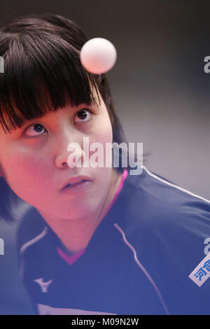 Tokyo Metropolitan Gymnasium, Tokyo, Giappone. Xix gen, 2018. Miu Hirano, 19 gennaio 2018 - Tennis da tavolo : tutto il Giappone Ping Pong Campionati donne singoli sesto round a Tokyo Metropolitan Gymnasium, Tokyo, Giappone. Credito: AFLO SPORT/Alamy Live News Foto Stock