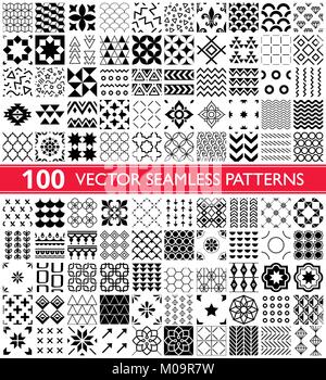 100 vector seamless pattern raccolta, geometrico modelli universale e piastrelle - big pack Illustrazione Vettoriale