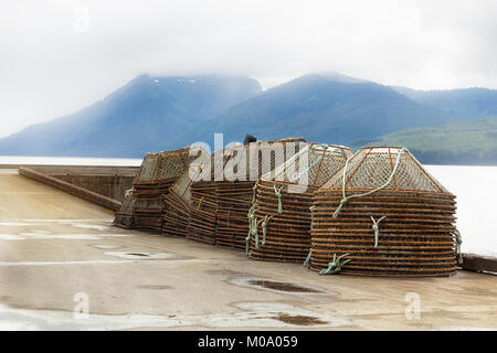 Il granchio pentole in Hoonah, vicino a Icy Strait Point, Alaska, Stati Uniti. Foto Stock