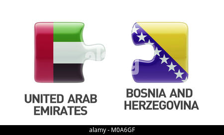 Emirati Arabi Uniti Bosnia Erzegovina ad alta risoluzione il concetto di puzzle Foto Stock