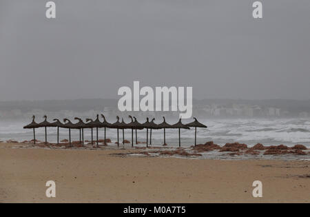 Tempesta durante il periodo invernale in Mallorca Foto Stock