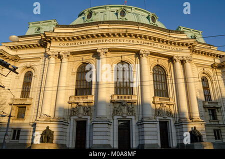 Vista dell'Università St. Kliment Ohridski nella città di Sofia, Bulgaria Foto Stock