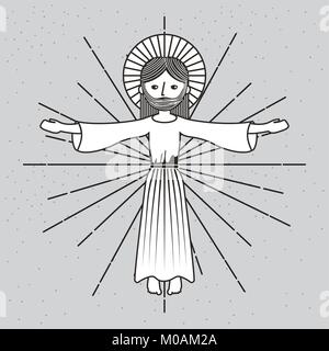 Disegnata a mano ascensione Gesù Cristo immagine Illustrazione Vettoriale