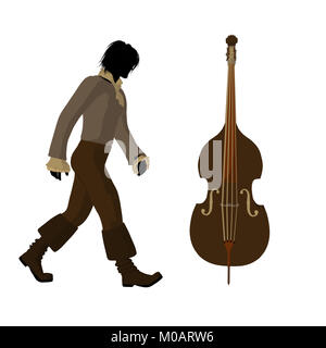 Ludwig van Beethoven con un violoncello su sfondo bianco Foto Stock