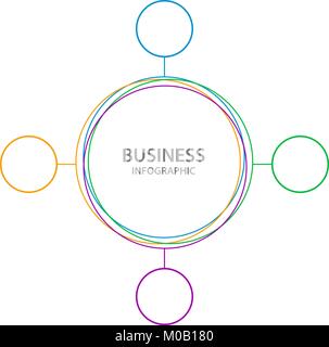Abstract infographics Business. Timeline con i passi, cerchi, r Illustrazione Vettoriale